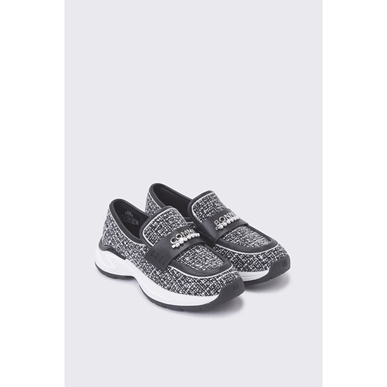 Tweed slip-on sneakers(black)