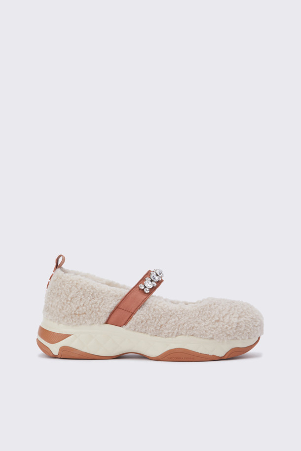 SUECOMMA BONNIE - 스니커즈 - Fur mary jane sneakers(beige)