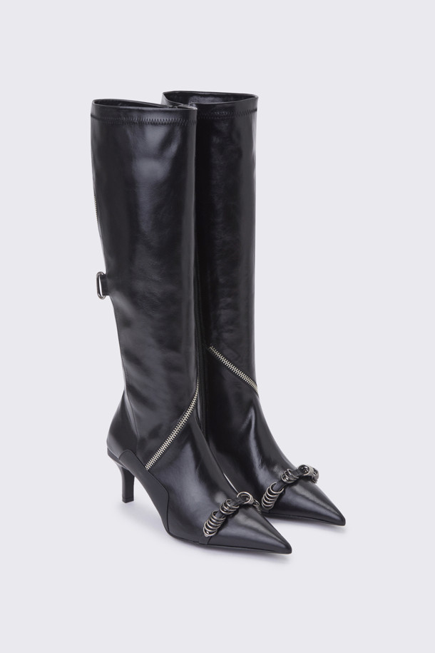 SUECOMMA BONNIE - 부츠/워커 - Zipper biker long boots(black)