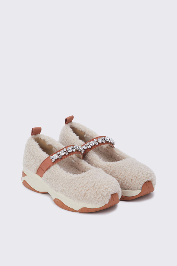 SUECOMMA BONNIE - 스니커즈 - Fur mary jane sneakers(beige)