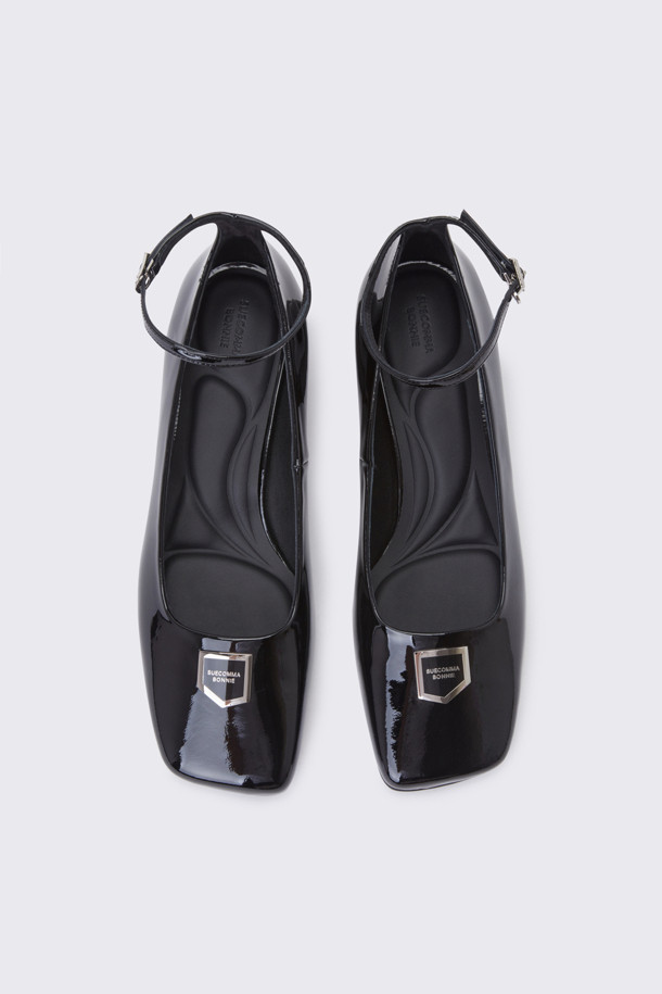 SUECOMMA BONNIE - 플랫 - Square toe strap flat(black)