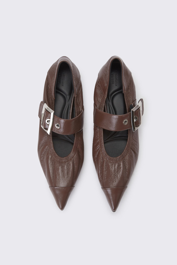 SUECOMMA BONNIE - 플랫 - Polygon mary Jane flat(brown)