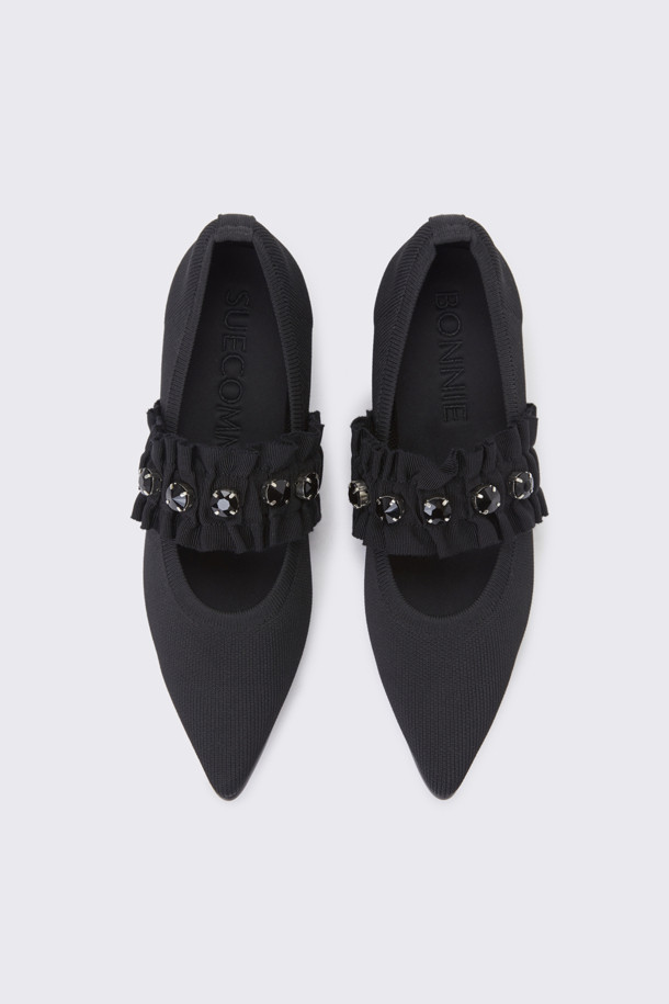 SUECOMMA BONNIE - 플랫 - Pointed Kint flat(black)