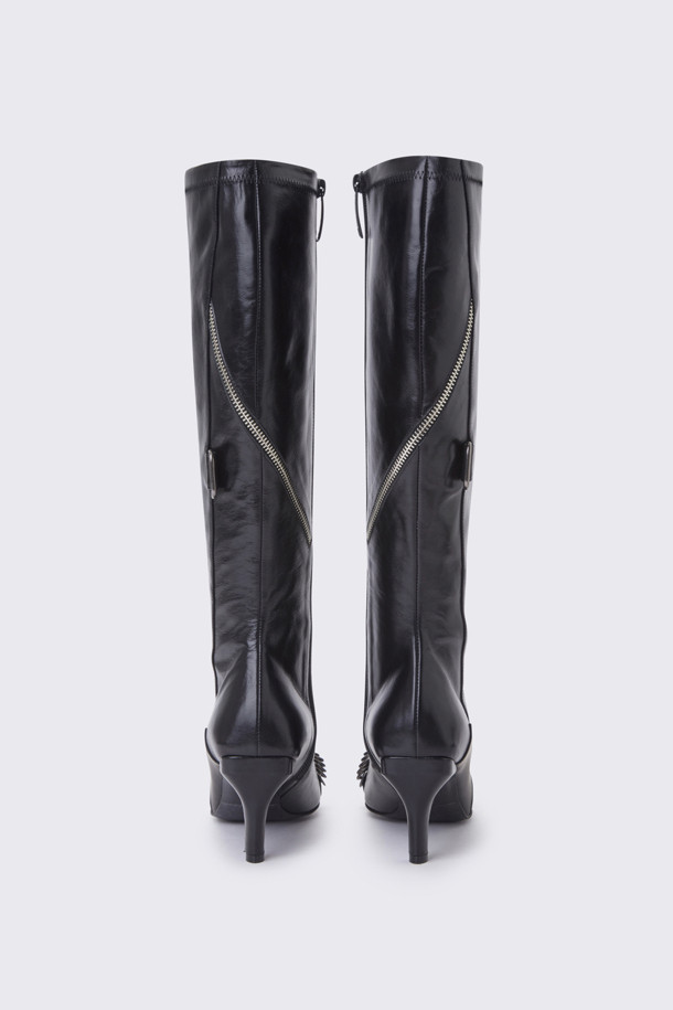 SUECOMMA BONNIE - 부츠/워커 - Zipper biker long boots(black)