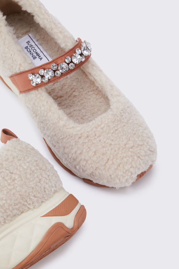 SUECOMMA BONNIE - 스니커즈 - Fur mary jane sneakers(beige)