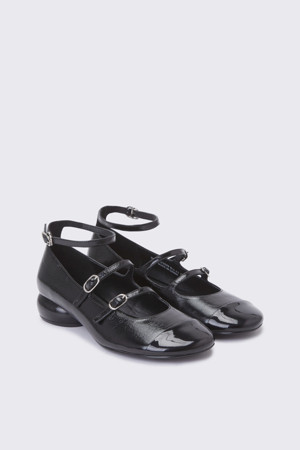 Round strap mary Jane flat(black)