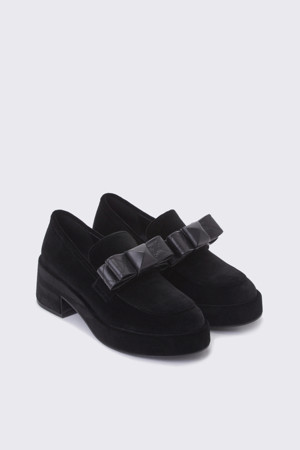 Ribbon velvet platform loafer(black)