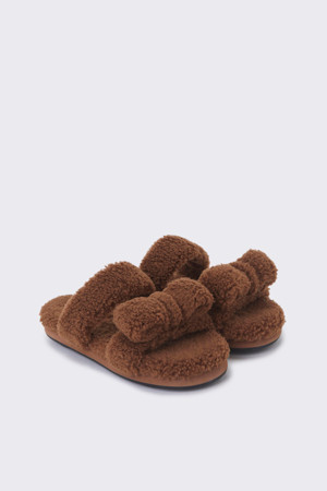 Fur ribbon slipper(brown)