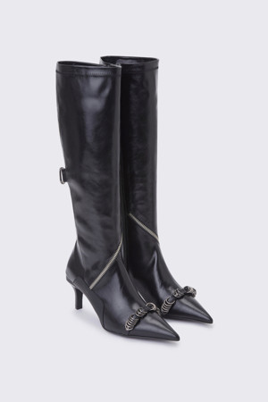 Zipper biker long boots(black)