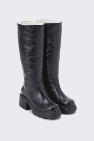 2 way fur long boots(black)