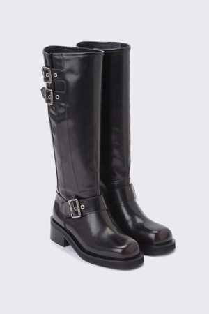 Buckle long boots(black)