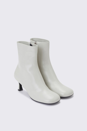 Square round toe ankle boots(white)