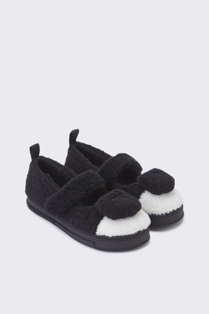 Polygon fur mary jane sneakers(black)