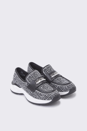 Tweed slip-on sneakers(black)