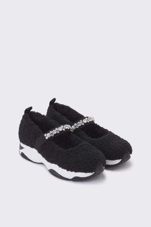 Fur mary jane sneakers(black)