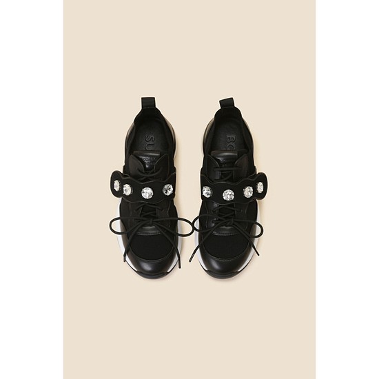 Jewelry knit sneakers(black)