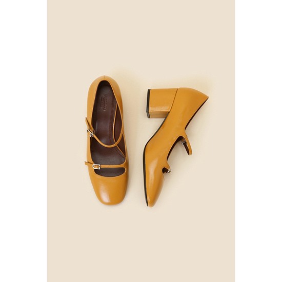 Double strap mary jane pumps(yellow)