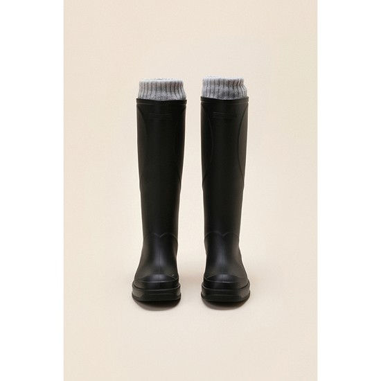 Heart long rain boots(black)