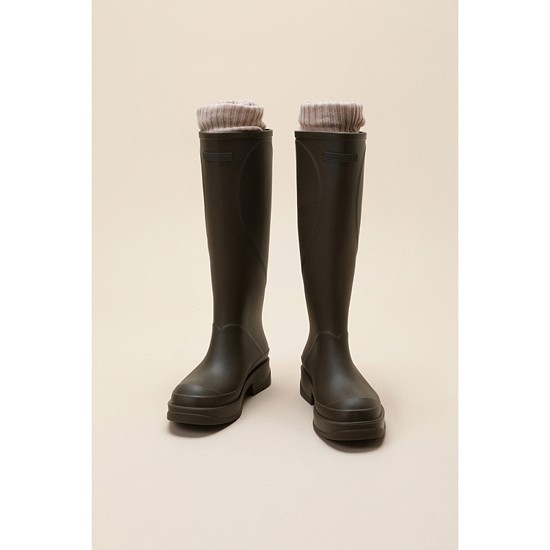Heart long rain boots(khaki)