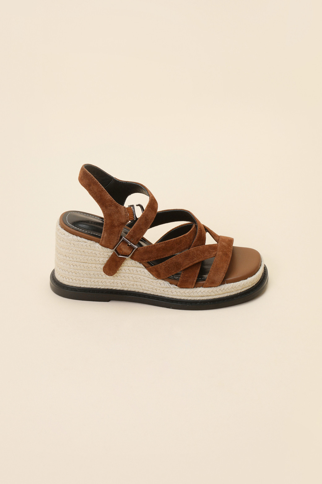 SUECOMMA BONNIE - 샌들 - Strap wedge heel sandal(brown)