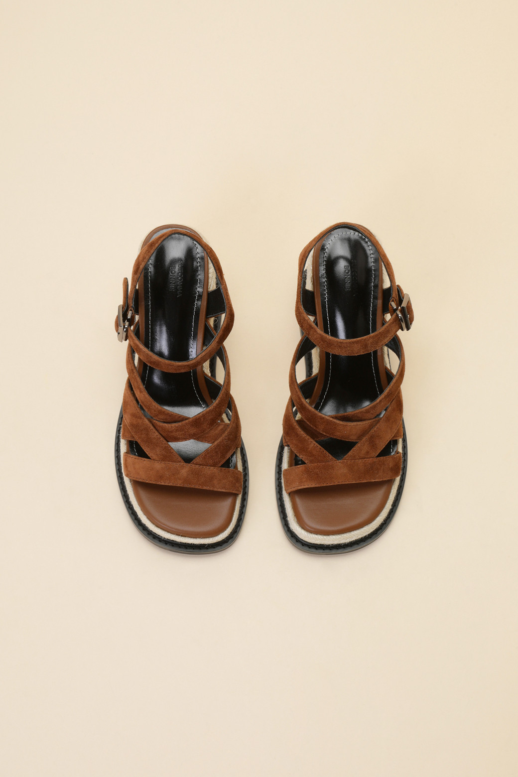 SUECOMMA BONNIE - 샌들 - Strap wedge heel sandal(brown)