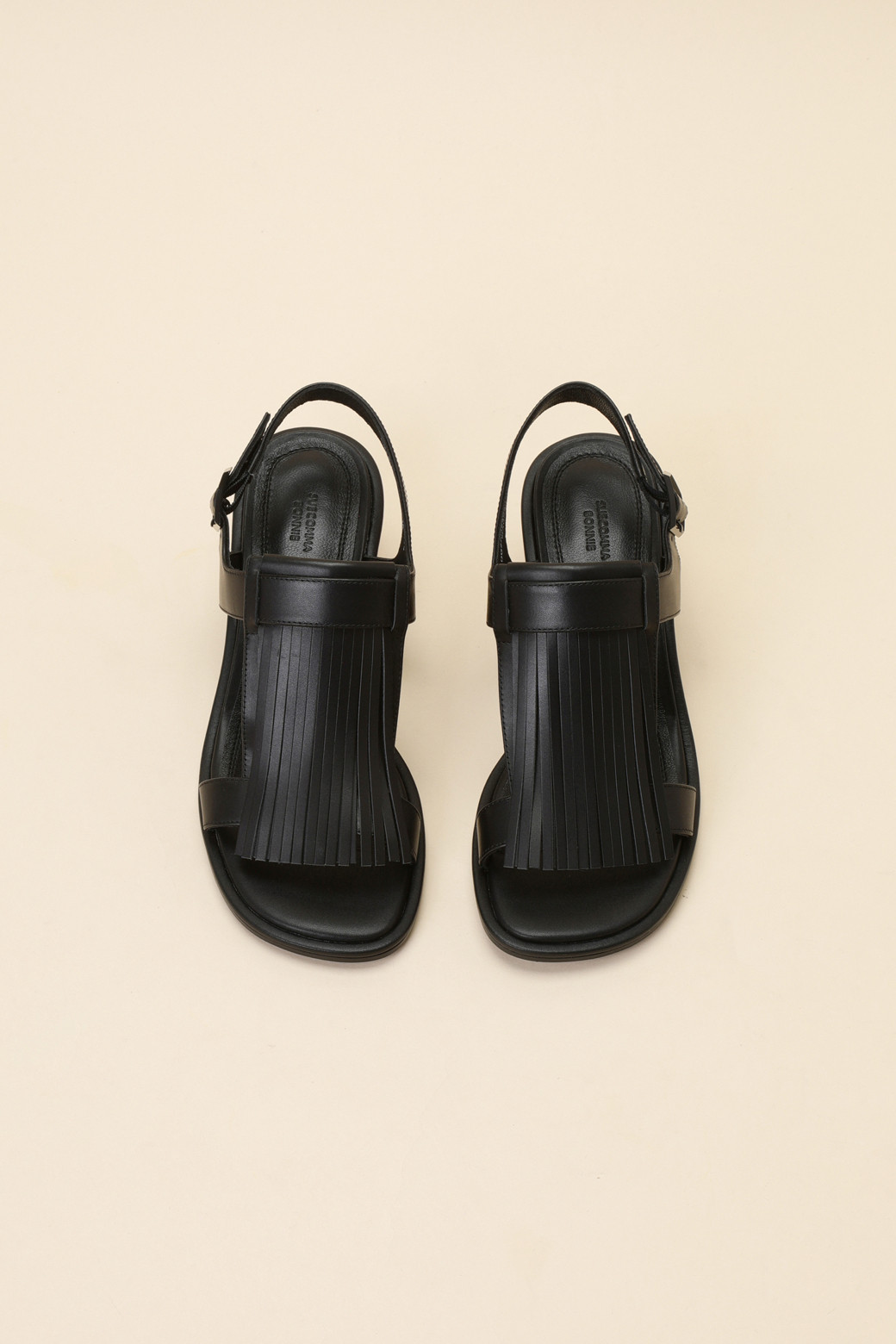 SUECOMMA BONNIE] Slim tassel sandal(black)
