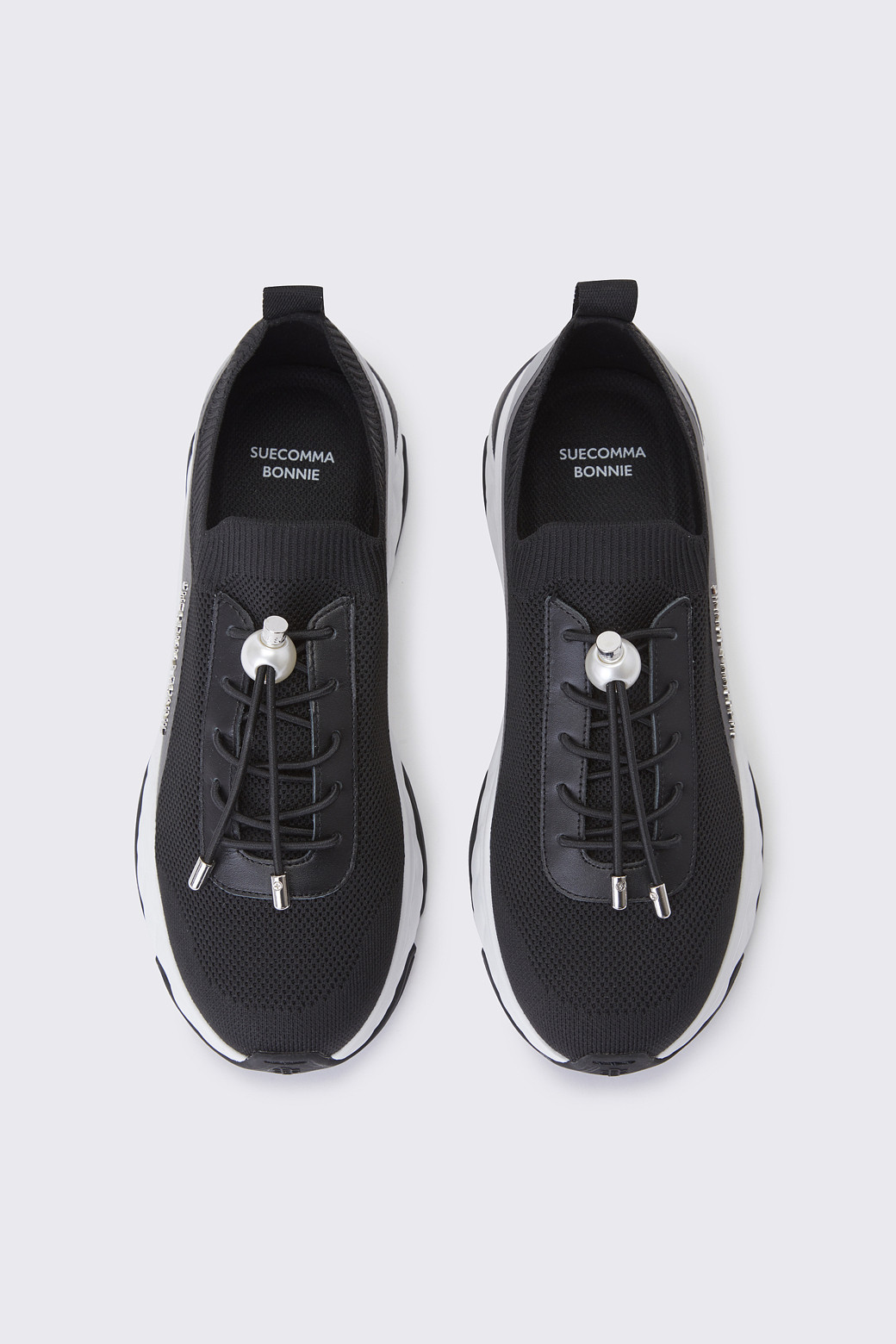 ★SUECOMMA BONNIE★ Pearl sneakers(black)_DG4DS25022BLK SUECOMMA BONNIE] Pearl stopper knit sneakers(black)