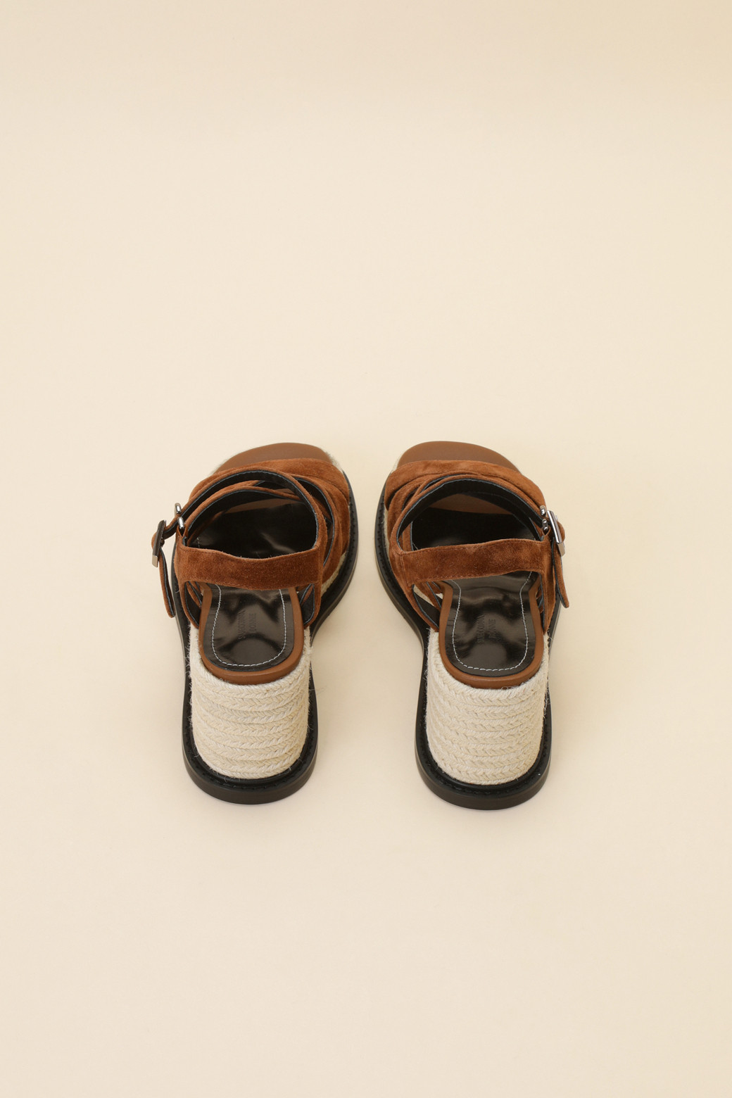SUECOMMA BONNIE - 샌들 - Strap wedge heel sandal(brown)