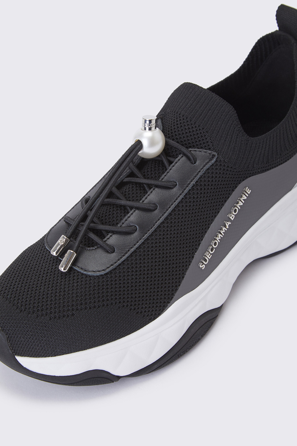 ★SUECOMMA BONNIE★ Pearl sneakers(black)_DG4DS25022BLK SUECOMMA BONNIE] Pearl stopper knit sneakers(black)