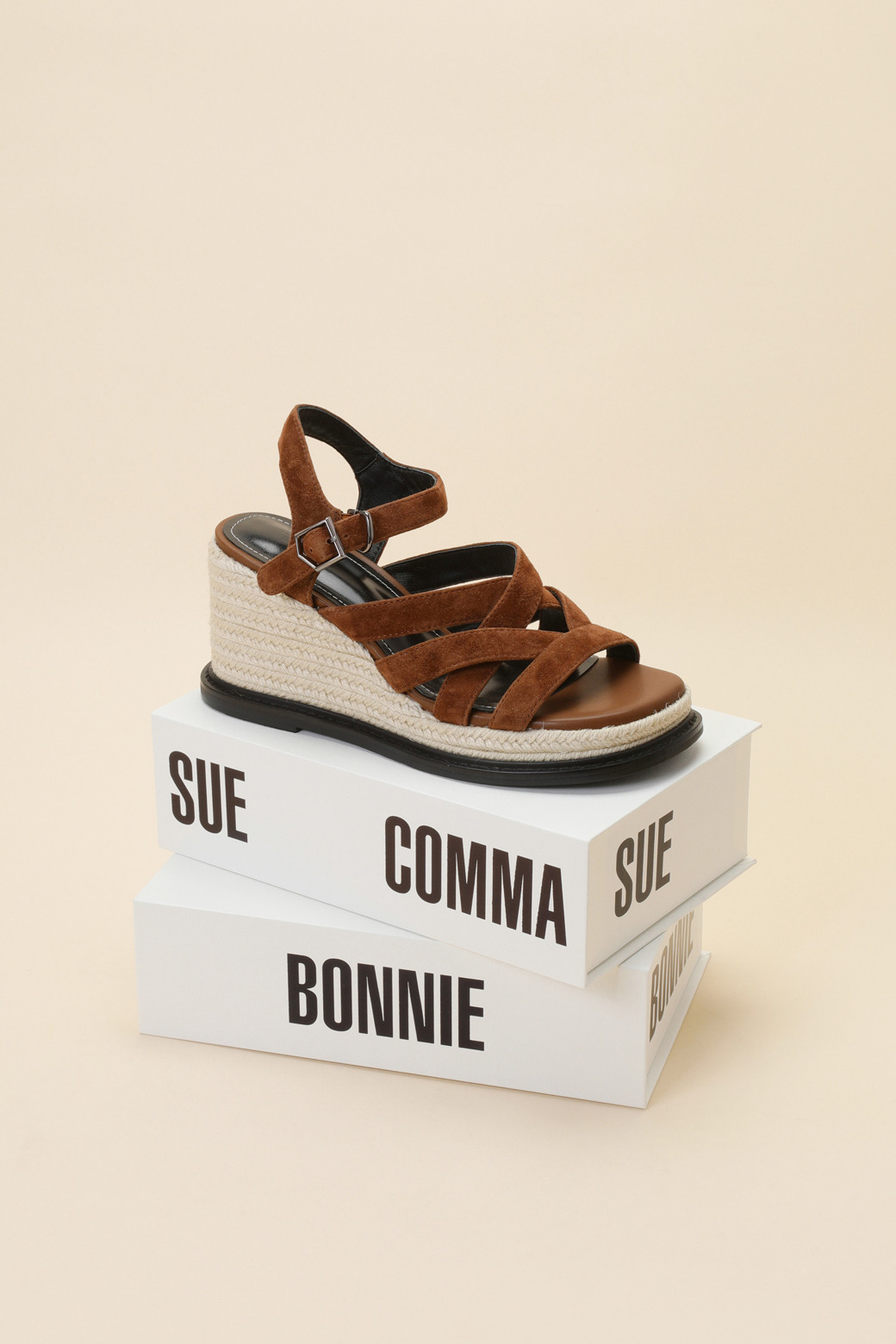 SUECOMMA BONNIE - 샌들 - Strap wedge heel sandal(brown)