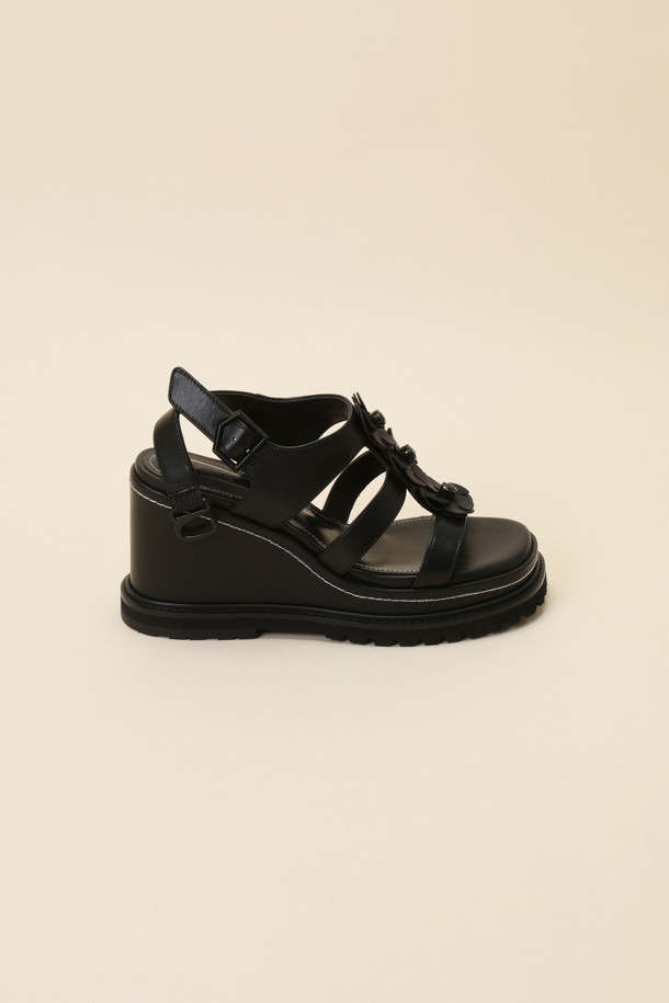 SUECOMMA BONNIE - 샌들 - [김나영 착용]Fleur 24 wedge sandal(black)