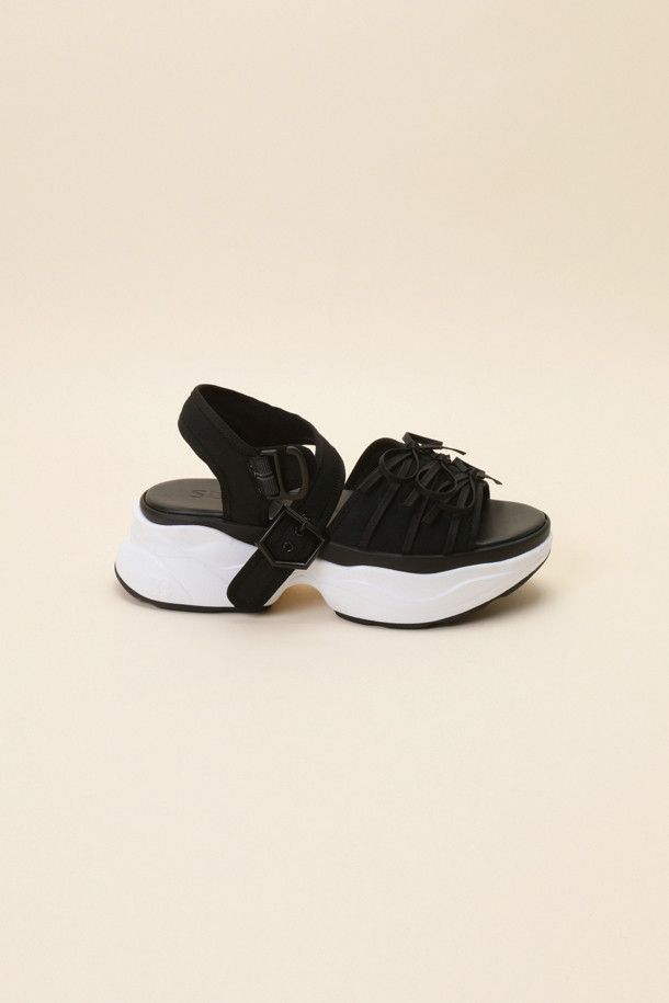 SUECOMMA BONNIE - 샌들 - Ribbon casual sandal(black)