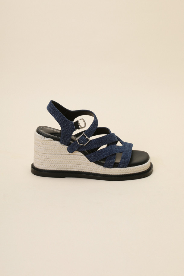 SUECOMMA BONNIE - 샌들 - Strap wedge heel sandal(blue)