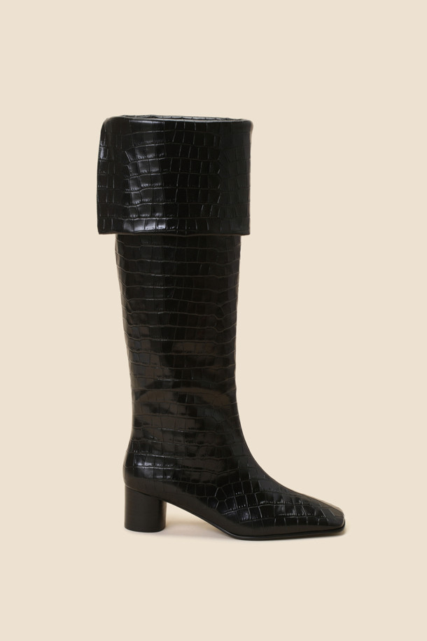 SUECOMMA BONNIE - 부츠/워커 - Croco knee high boots(black)