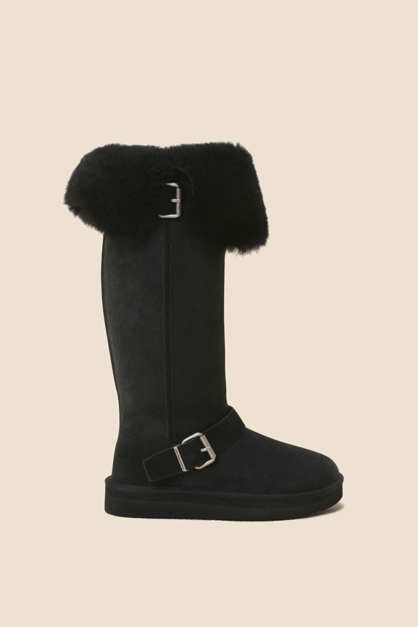 SUECOMMA BONNIE - 부츠/워커 - Shearing long boots(black)