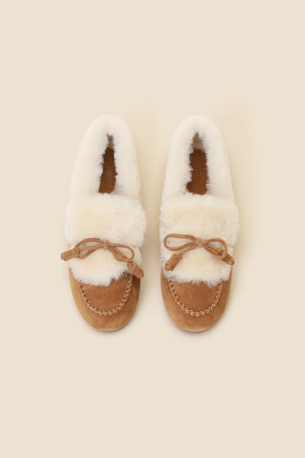 SUECOMMA BONNIE - 로퍼 - Fur ribbon loafer(beige)