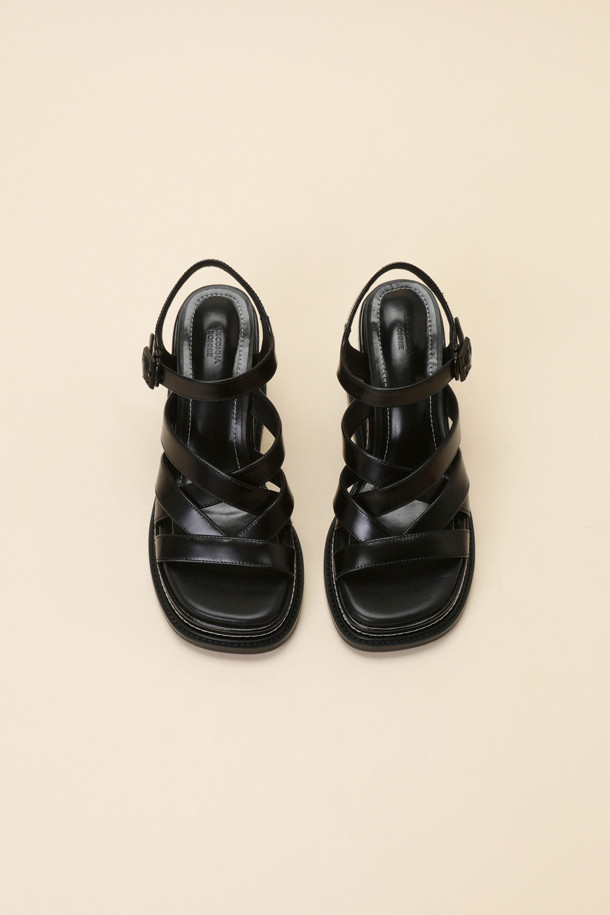 SUECOMMA BONNIE - 샌들 - Strap wedge heel sandal(black)