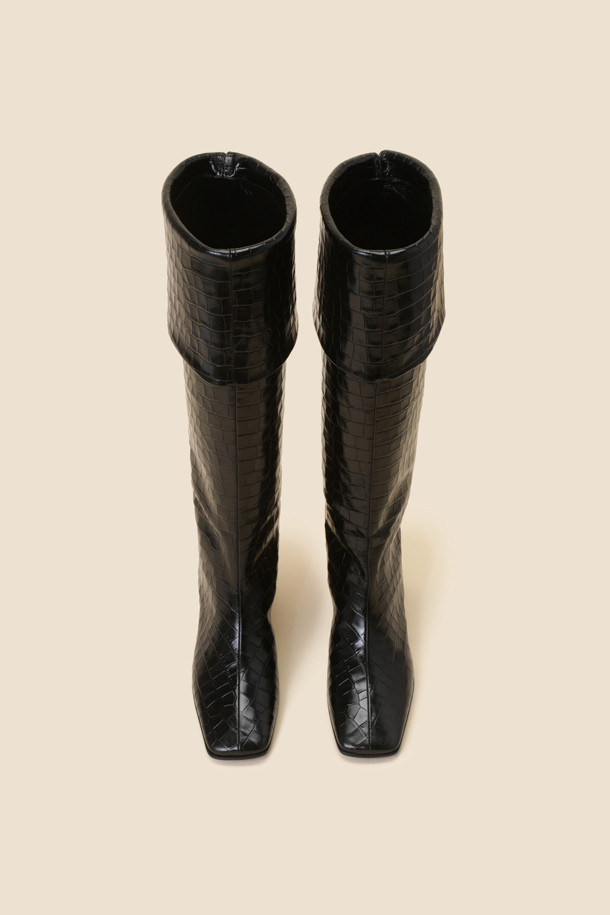 SUECOMMA BONNIE - 부츠/워커 - Croco knee high boots(black)