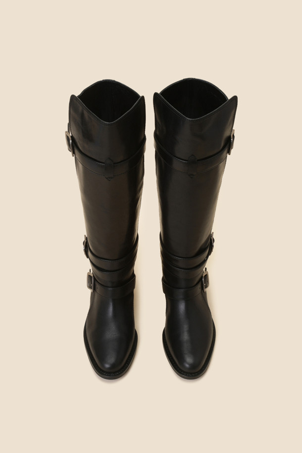 SUECOMMA BONNIE - 부츠/워커 - Buckle long boots(black)