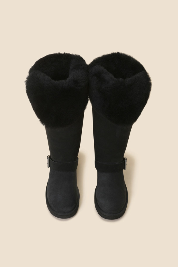 SUECOMMA BONNIE - 부츠/워커 - Shearing long boots(black)