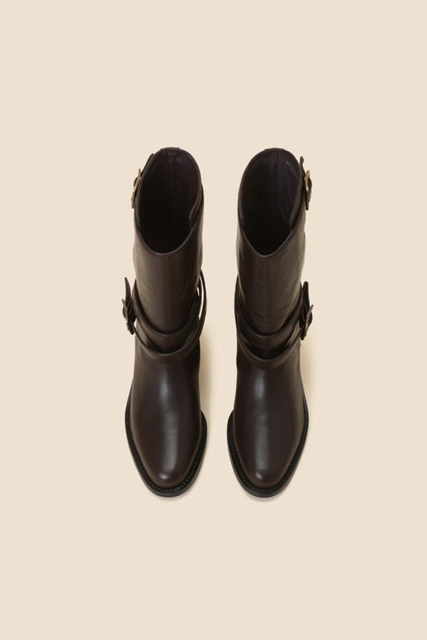 SUECOMMA BONNIE - 부츠/워커 - Buckle ankle boots(brown)