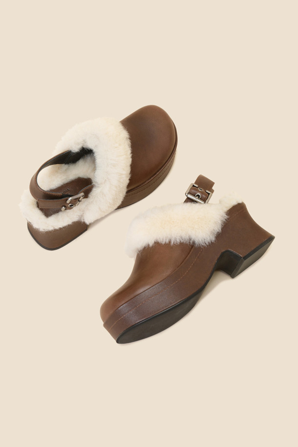 SUECOMMA BONNIE - 샌들 - Fur clog snadal(brown)