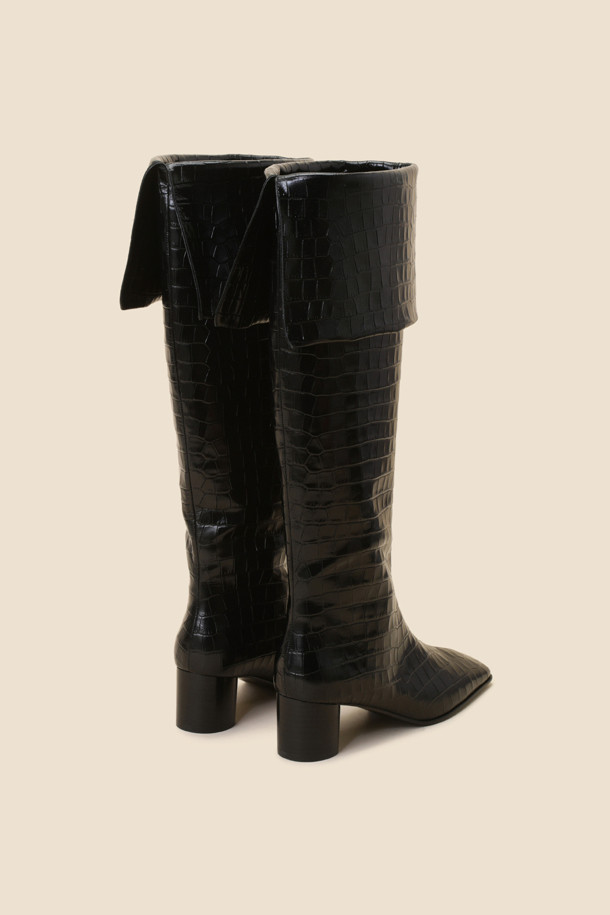 SUECOMMA BONNIE - 부츠/워커 - Croco knee high boots(black)