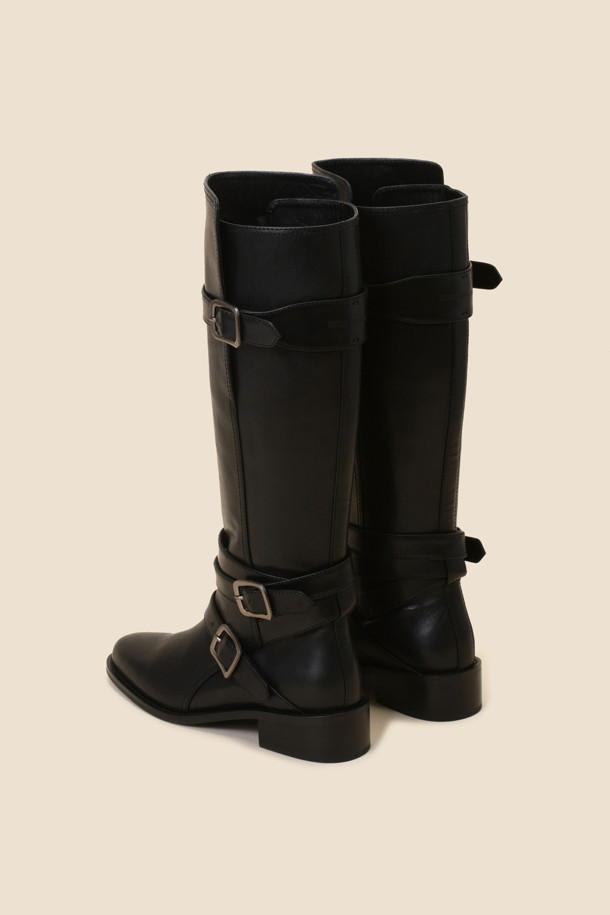 SUECOMMA BONNIE - 부츠/워커 - Buckle long boots(black)