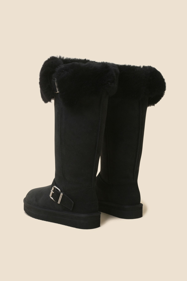 SUECOMMA BONNIE - 부츠/워커 - Shearing long boots(black)