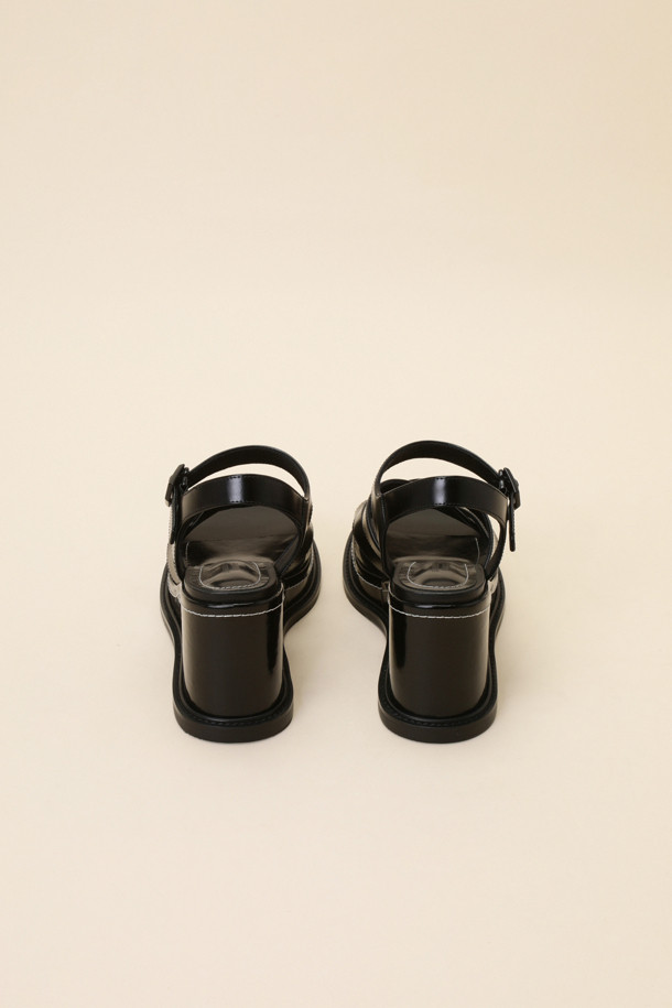 SUECOMMA BONNIE - 샌들 - Strap wedge heel sandal(black)