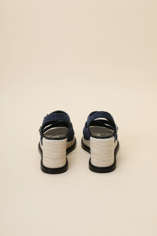 SUECOMMA BONNIE - 샌들 - Strap wedge heel sandal(blue)