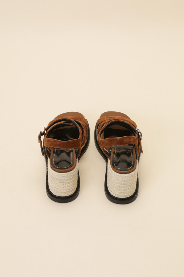 SUECOMMA BONNIE - 샌들 - Strap wedge heel sandal(brown)