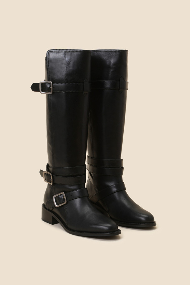 SUECOMMA BONNIE - 부츠/워커 - Buckle long boots(black)