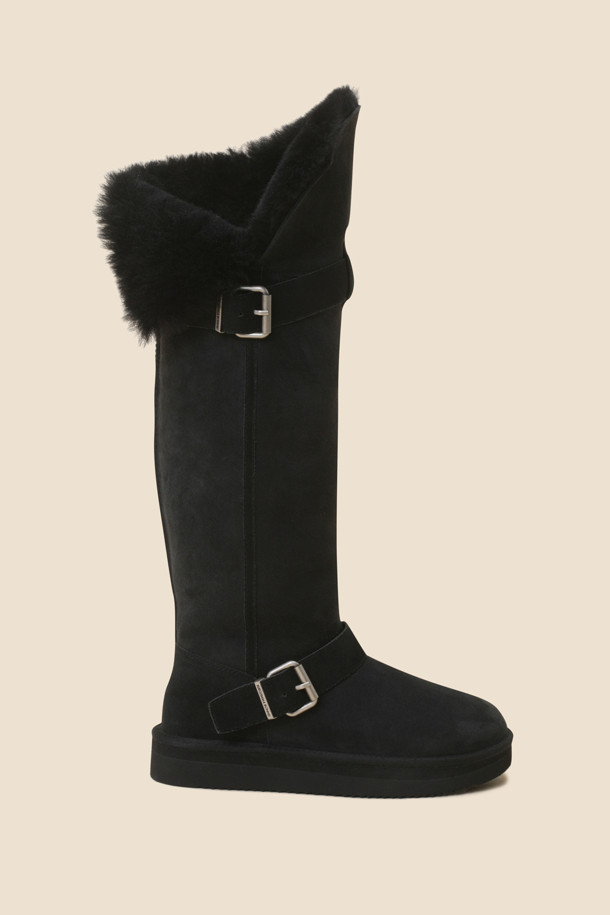 SUECOMMA BONNIE - 부츠/워커 - Shearing long boots(black)